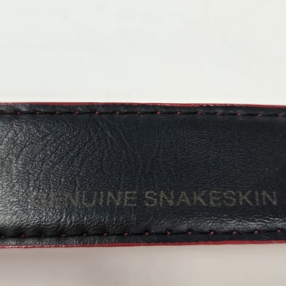 VINTAGE JANA GENUINE SNAKESKIN RED BELT GOLD BUCKLE & END CAP WOMEN LARGE 1980s main image 13